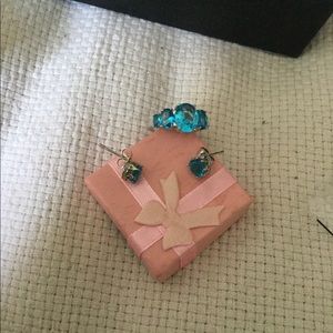 Sterling silver gemstone ring earring set